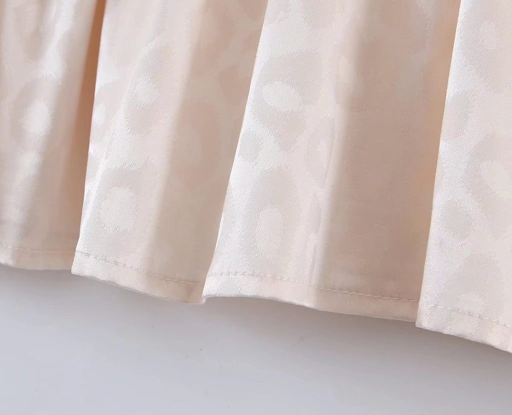 Summer Fresh Square Collar Puff Sleeve Printed High Waist A- line Dress for Women Yvonne