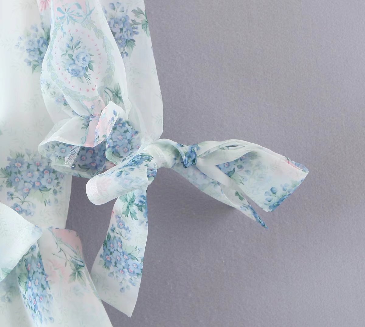 Floral Print Dress Bubble Sleeve Retro Princess Dress Spring Summer Wooden Ear Large Swing Women Dress Sheer Yvonne