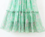 Organza Floral Print Dress Puff Sleeve Tight Waist Princess Dress Spring Summer Fresh Girl Maxi Dress Sheer Yvonne