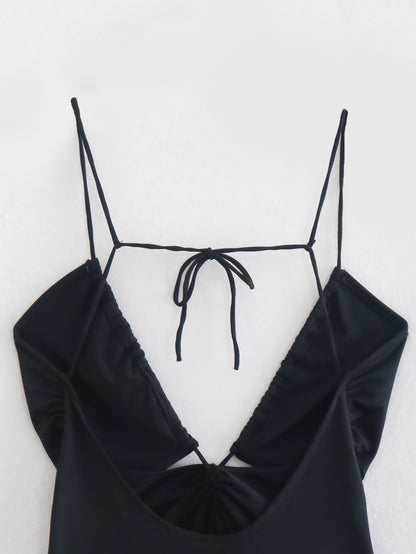 Body de verano con tirantes, color liso, diseño abierto y sin espalda, a juego