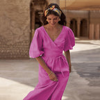 Summer Maxi Dress Pure Cotton Office Waist-Tight French A- line Women Split Dress Summer FOREVEREIGHTEEN