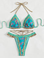 Traje de baño Halter Bikini de Banda Amarilla Bijini Traje de baño de Tres Puntos
