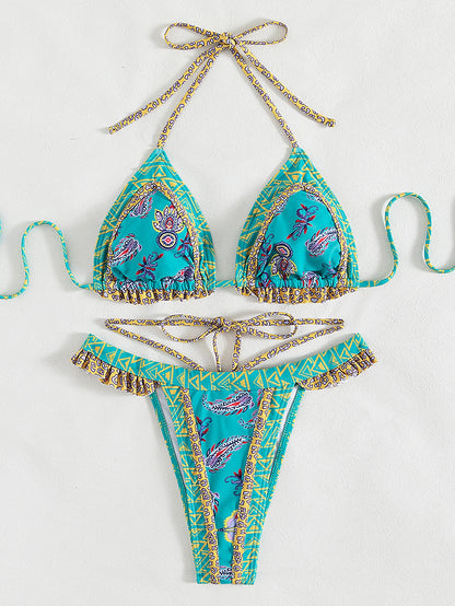 Traje de baño Halter Bikini de Banda Amarilla Bijini Traje de baño de Tres Puntos