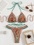 Traje de baño Halter Bikini de Banda Amarilla Bijini Traje de baño de Tres Puntos
