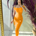 Solid Color Dress Elegant Summer Women Clothing off-Shoulder Pleated Dress Eping