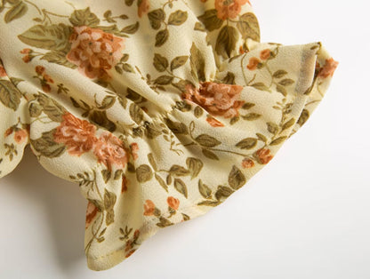 Camisa ajustada de moda de verano, camisa de cuello cuadrado, blusa francesa vintage con pequeñas flores y mangas abullonadas para mujer