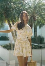 Short Spring Elastic Pleated Pastoral Dress Yvonne