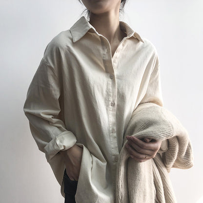 Camisa sencilla y elegante para mujer, camisa informal holgada de primavera