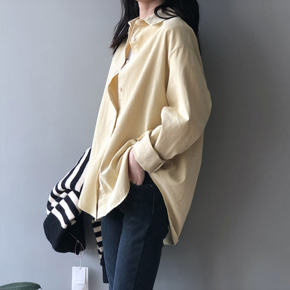 Camisa sencilla y elegante para mujer, camisa informal holgada de primavera