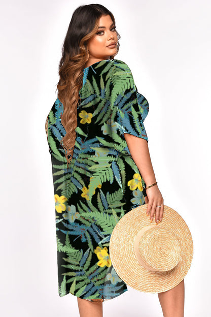 Women Clothing Tube Top Shorts Printed Fashionable Chiffon Outerwear Shirt Swimsuit Three-Piece Suit