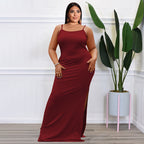 Plus Size Women Clothes Summer Sunken Stripe Sleeveless Split Sexy Tight Dress OFASHION