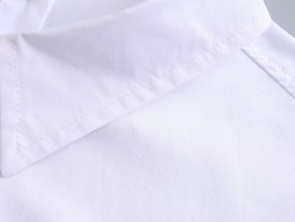 Camisa holgada de popelina de algodón de verano para mujer, de color liso, con cuello delantero y trasero, manga larga