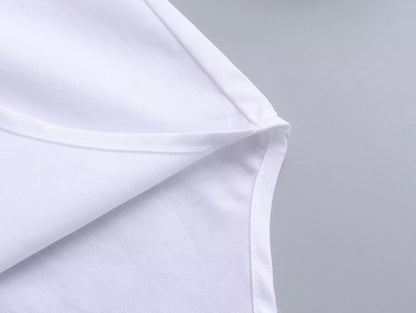 Camisa holgada de popelina de algodón de verano para mujer, de color liso, con cuello delantero y trasero, manga larga