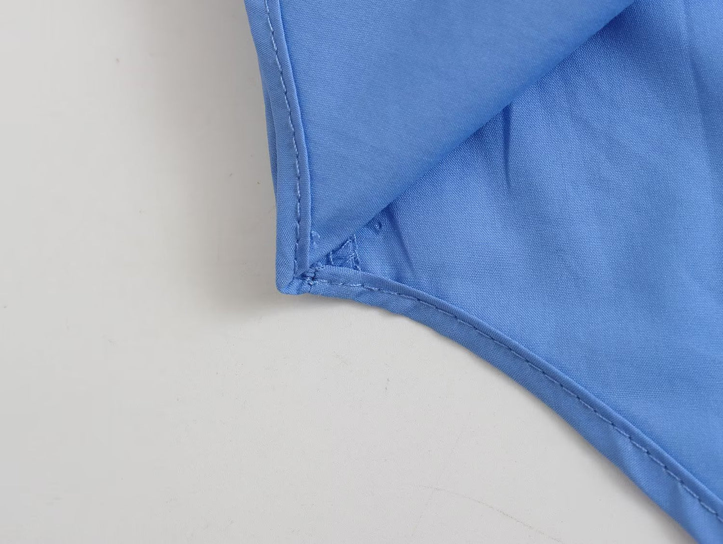 Camisa holgada de popelina de algodón de verano para mujer, de color liso, con cuello delantero y trasero, manga larga