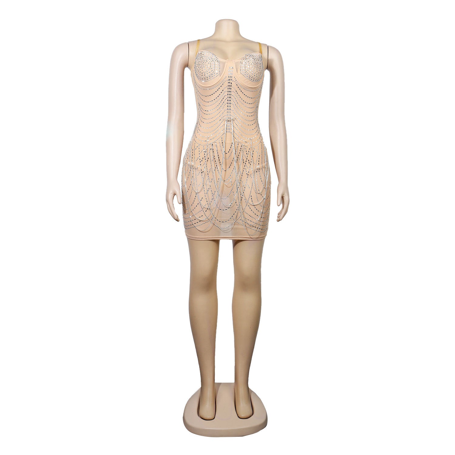 Sexy Slim Fit Rhinestone Tassel Dress WINNIEYA