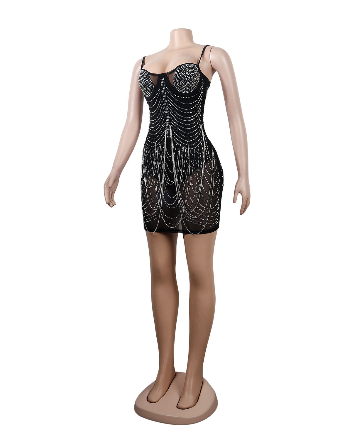 Sexy Slim Fit Rhinestone Tassel Dress WINNIEYA
