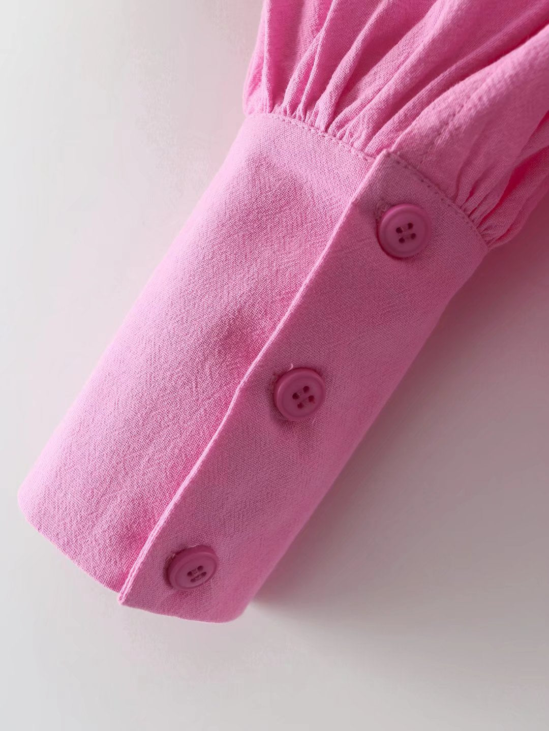 Chemise à manches longues en coton, col polo, couleur unie, simple boutonnage, manches lanternes, pour femme