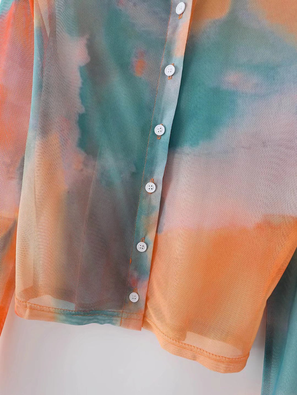 Camisa de manga larga teñida con lazo para primavera y verano, holgada, elegante y con cuello elegante para mujer.