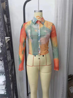 Camisa de manga larga teñida con lazo para primavera y verano, holgada, elegante y con cuello elegante para mujer.
