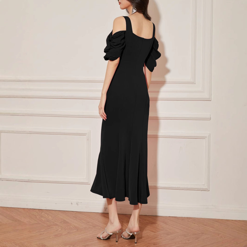 Women Clothing Summer Sexy Backless Slit Hemline at Hem Sling Dress Qube