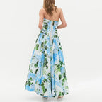 Seaside Vacation Dress for Women Summer Fresh Printed Sleeveless Tube Top Tight Waist Slimming Slit Maxi Dress Ory