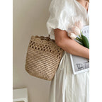 Raffia Shoulder Straw Bag Hollow Out Cutout Lace Straw Bag Woven Bag Vacation Beach Bag Women Bag EaseWoven
