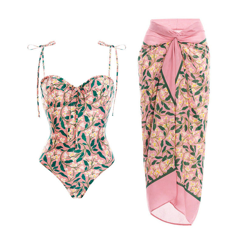 Pink Floral Swimsuit Set