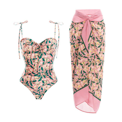 Pink Floral Swimsuit Set