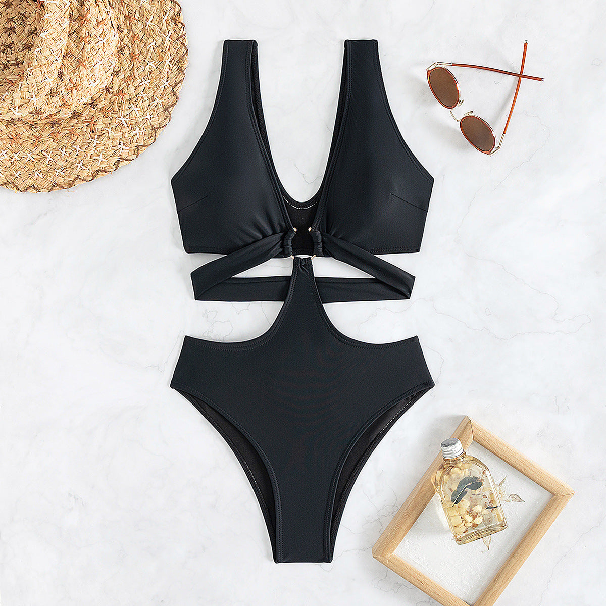 Maillot de bain une pièce sexy et amincissant, couleur unie, tendance