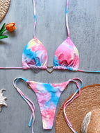 Floral Print Love Accessories Bikini Set Low Waist Lace up Biquini Amber
