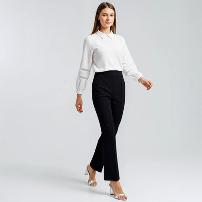 Pantalones casuales de oficina de primavera y otoño, pantalones de corte bota, pantalones anchos de moda a juego para mujer