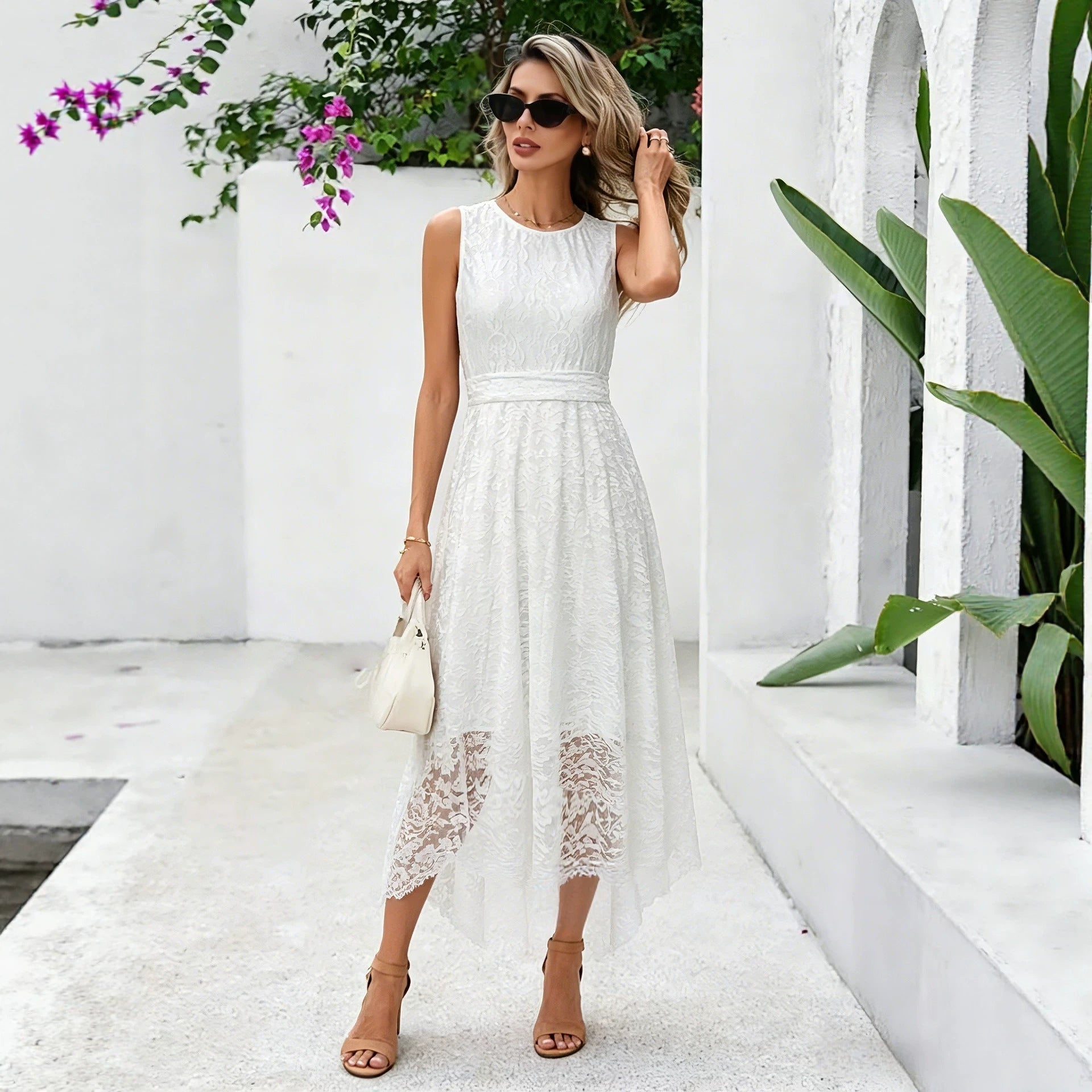 Dress Sexy Lace Stitching Front Short Back Long Party Dress for Women CYSM