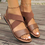 plus Size Women Shoes Summer Cross Elastic Band Women Flat Sandals ZUIMEI