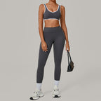 Contrast Color Binding Nude Feel Yoga Beauty Back Tight Quick Drying Workout Clothes Outdoor Sports Two Piece Sets