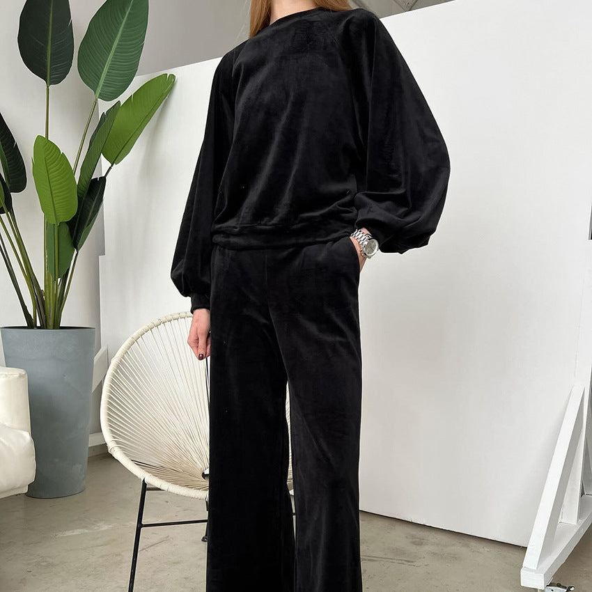 Pijamas cómodos de manga larga para otoño e invierno para mujer, ropa de abrigo holgada y cálida para el hogar.