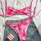 Women Summer Vacation Tight Miniature Bikini Elegant Two Piece Set Beach Swimsuit OLam