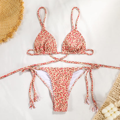 Traje de baño sexy dividido para mujer, bikini de nailon con banda de color sólido