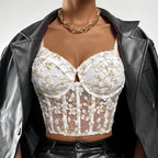 Embroidery Floral Waist Sexy Mesh See through Small Vest Female Boning Corset Boning Corset Corset