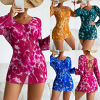 Swimsuit Women Split Three Piece Lace up Tie Dyed Printed Bikini Internet Celebrity Swimsuit