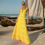 Swimsuit Bright Yellow Laser Hollow Out Cutout High Grade Swimsuit Women Average Size None ShineRealm