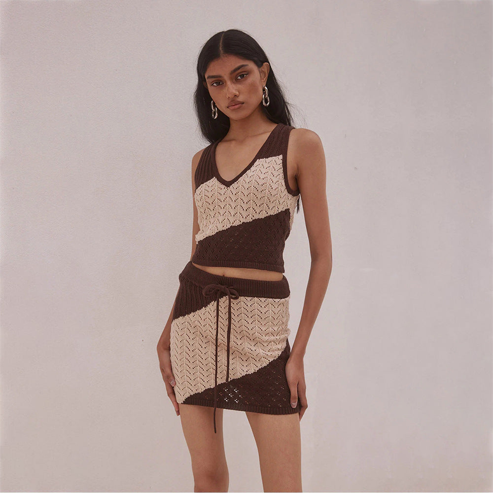 Women Sexy Hollow Out Cutout Striped Beach Dress Bikini Swimsuit Blouse Sun Proof Set Mangar