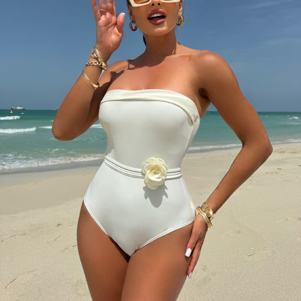 One Piece Multi Wear Drawstring Strap Small Floral Swimwear Swimsuit Bikini