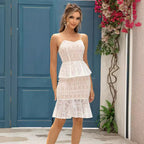 Summer French Royal Tight Boning Corset Waist Jacquard Design Layered Ruffled Tube Top for Women PartyPart