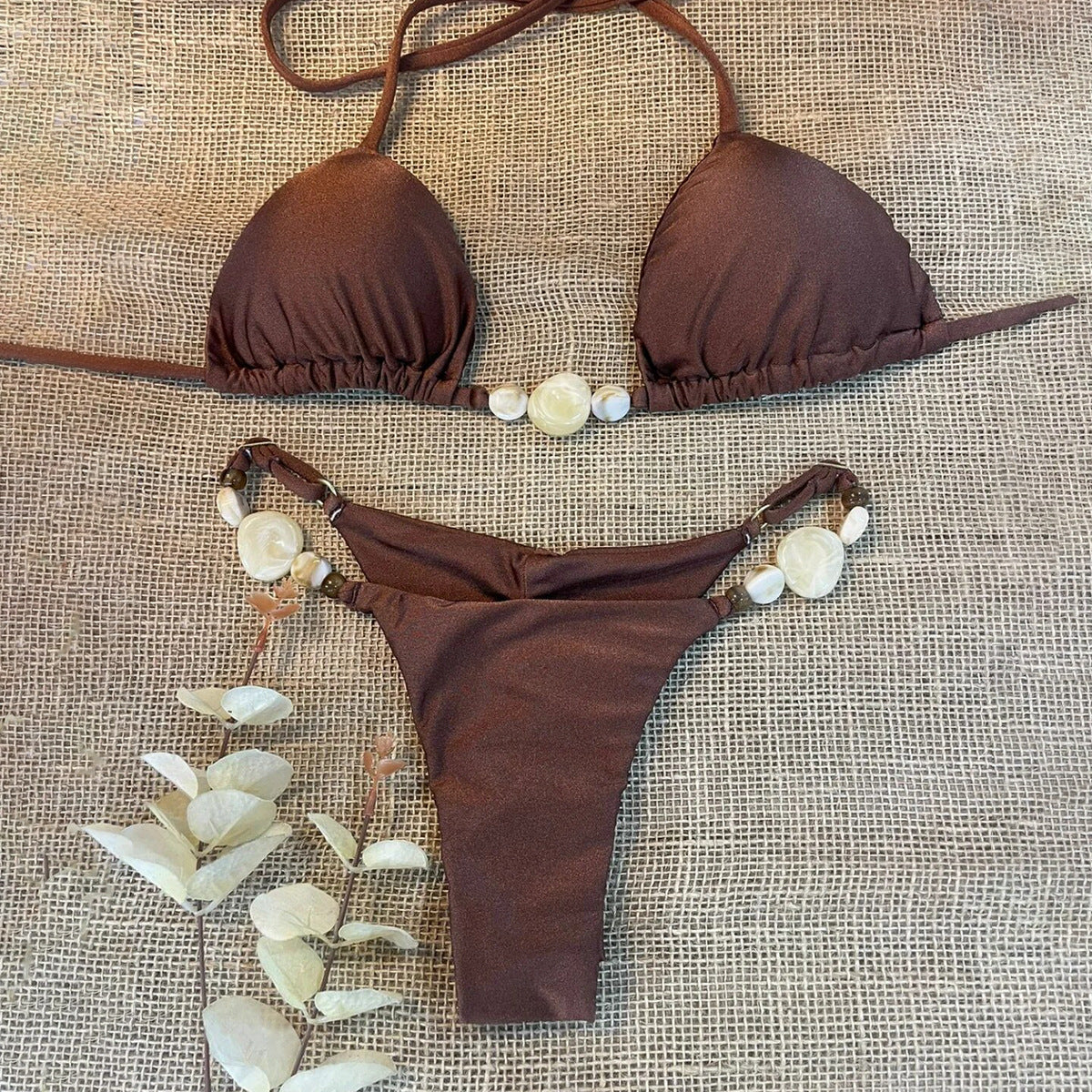 Bikini sexy de color sólido dividido para mujer, traje de baño para mujer
