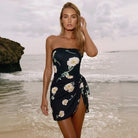 Swimsuit Wooden Ear Tube Top Floral One Piece Swimsuit Set Women ShineRealm