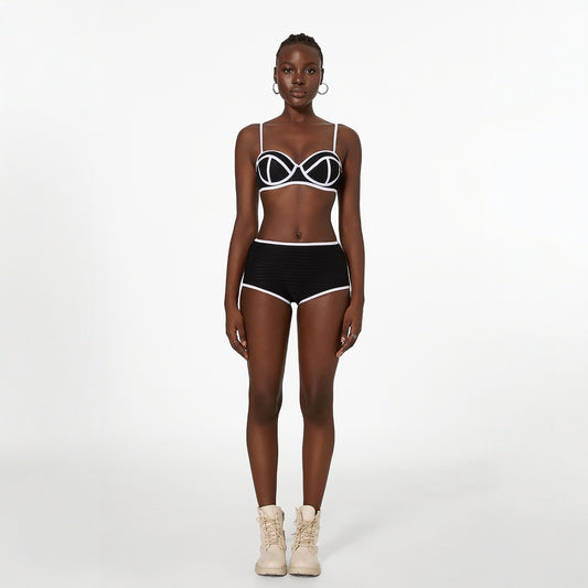 Bikini básico sexy de rayas vintage de verano para mujer, traje de baño adelgazante con abertura en la primavera