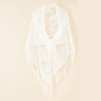 Nylon Hollow Out Cutout Breathable Tassel Triangle Shawl Women Scarf SallyCover