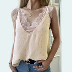 Summer Lace Lace Women Top Sleeveless Golden Yellow Small Sling Women Clothing V-neck Top RealGirl