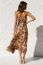 Women Printed Ruffle Sleeveless Dress Angel