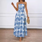 Women Floral Halter Beach Hawaii Holiday Dress XINXI